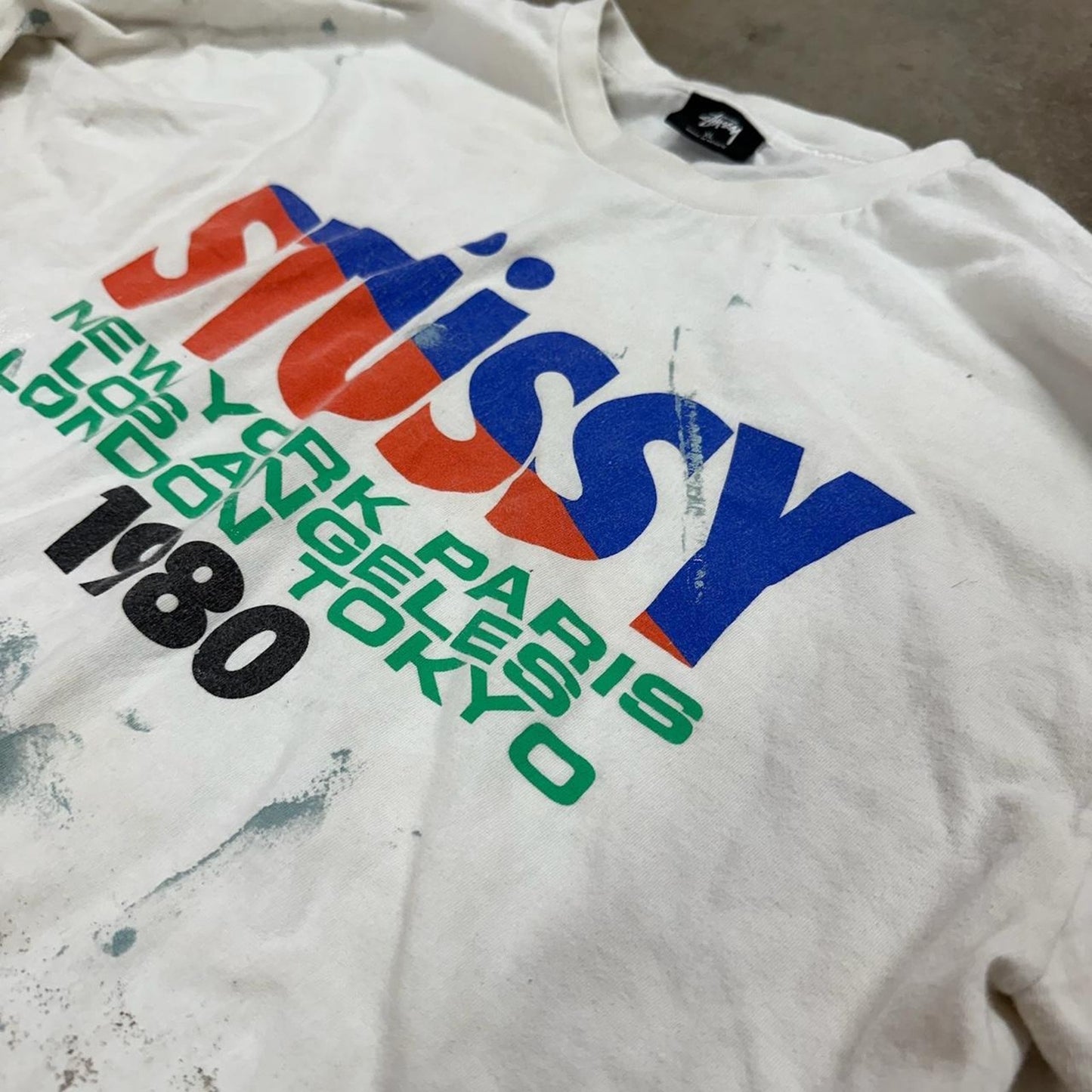 Stussy international tee distressing shown