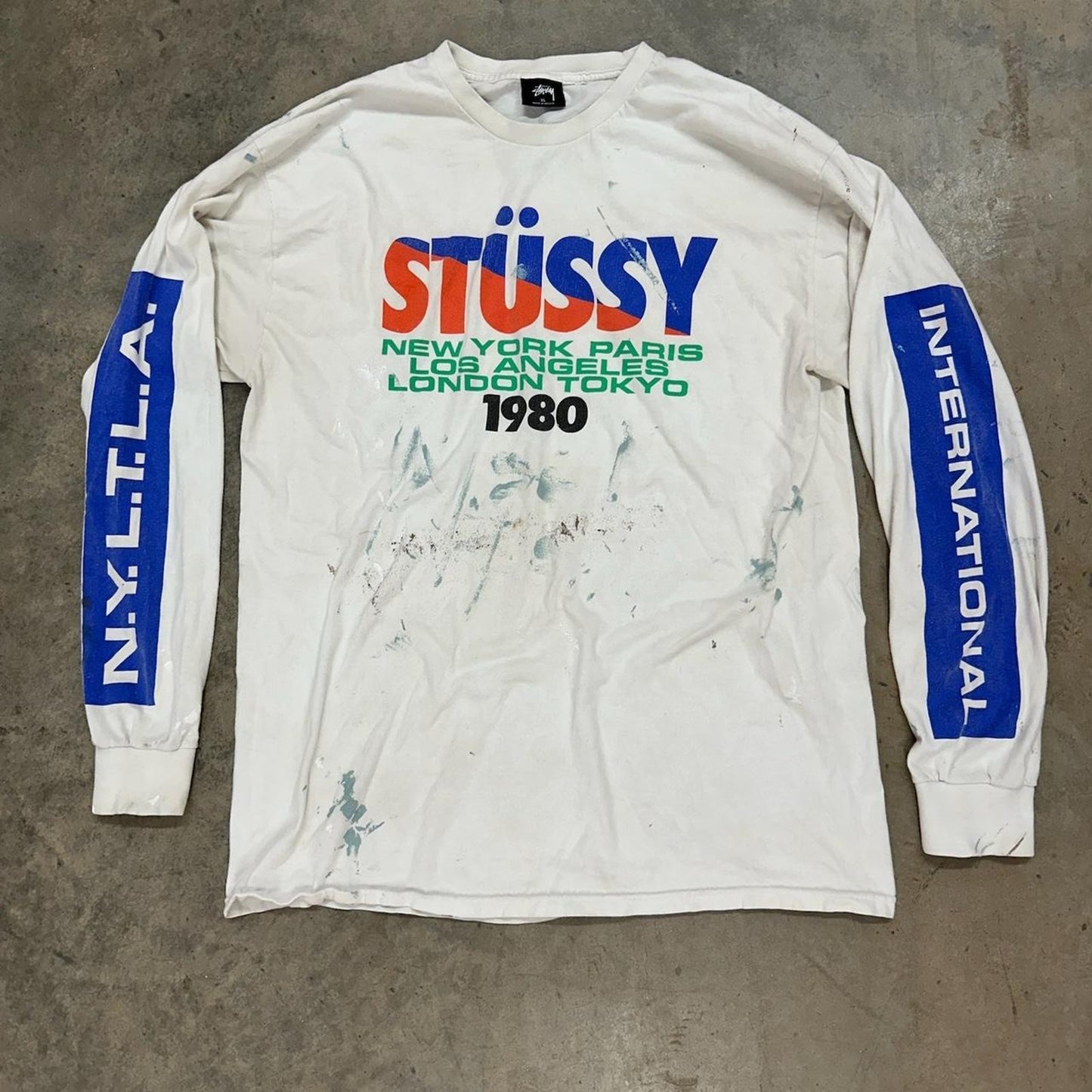 Stussy international tee distressing shown