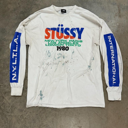 Stussy international tee distressing shown