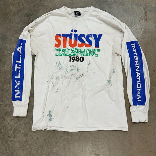 Stussy international tee distressing shown